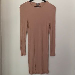 ASOS Long Sleeve Pale Pink Bodycon Dress